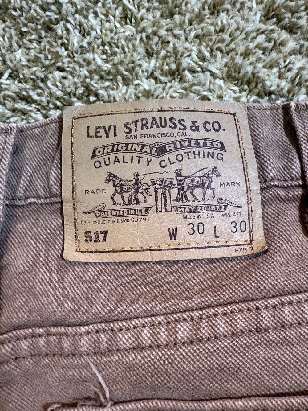 Vintage Levi's 517 Orange Tab Made In USA Brown Pants Size 30x30 Western